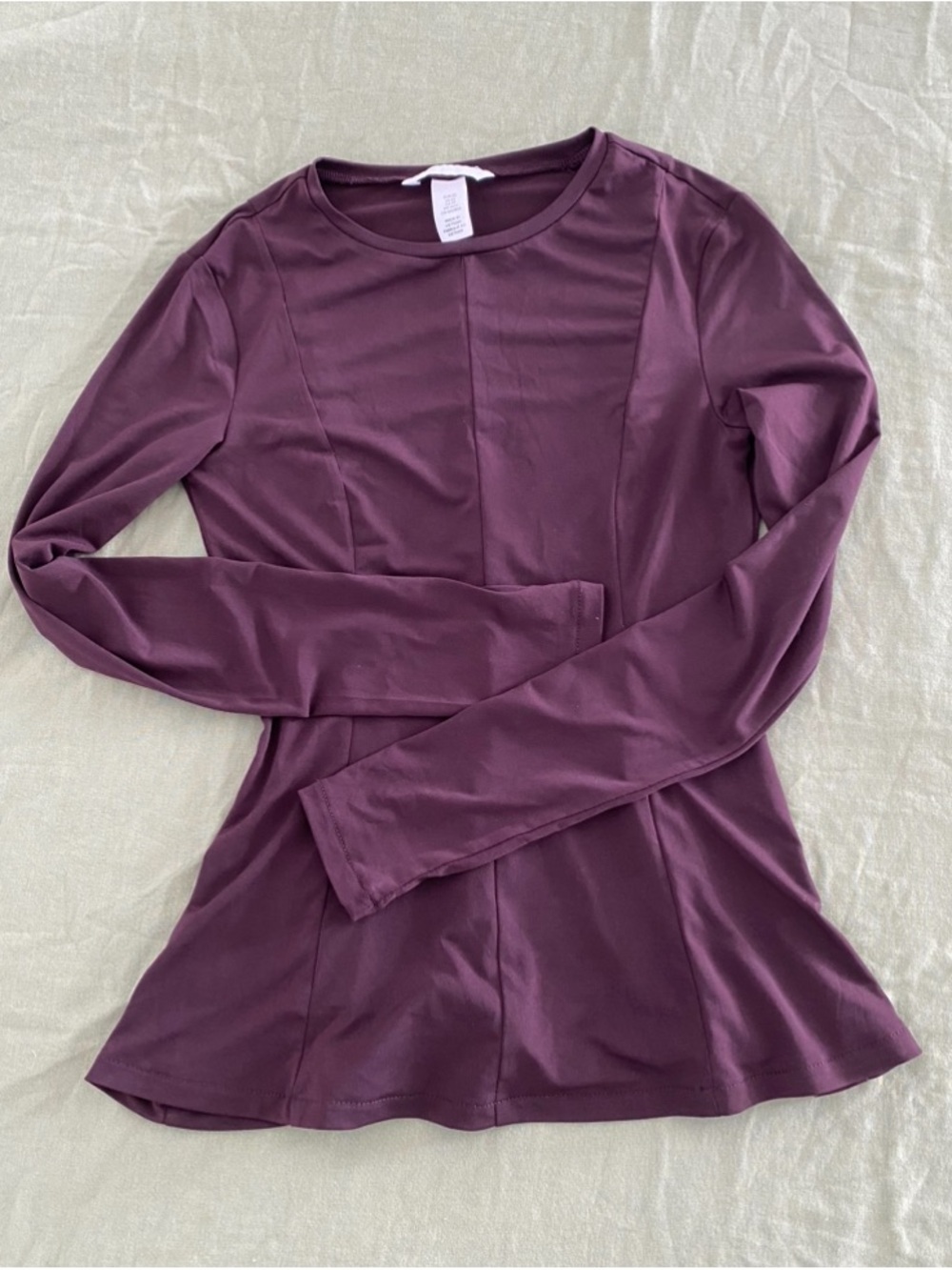H&M Long Sleeve Crewneck Top - Plum